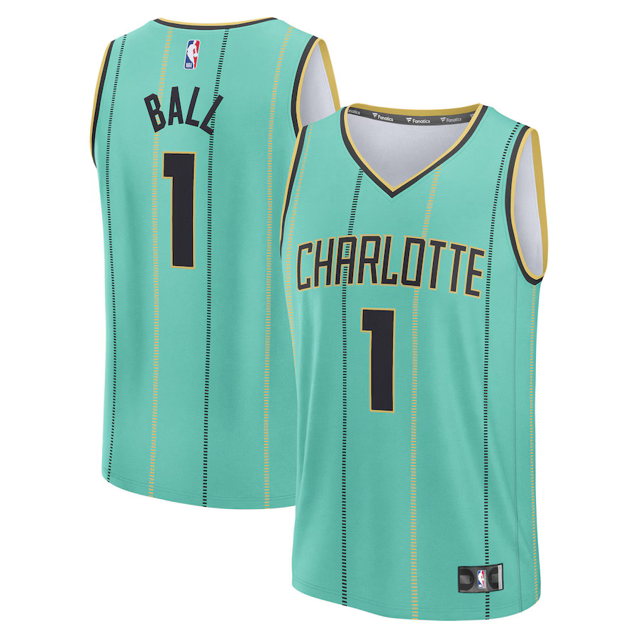 Men Charlotte Hornets #1 LaMelo Ball Fanatics Mint City Edition 2024-25 Fast Break Player NBA Jersey